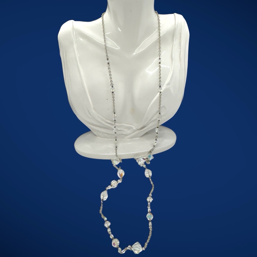 Kirks Folly Clear Aurora Borealis Multi-shaped Crystal Necklace - Picture 2 of 8